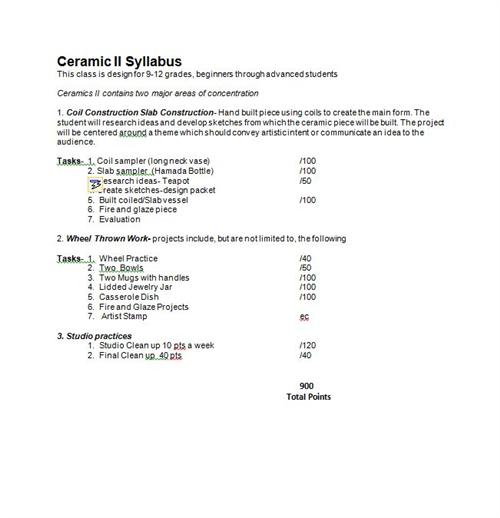 Ceramics II Syllabus 